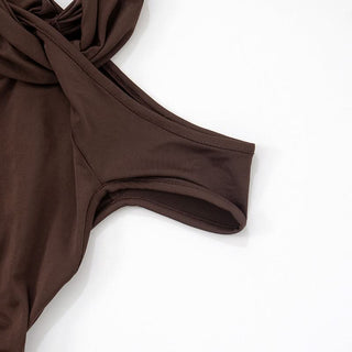 Irregular ruched hollow out solid cut out top