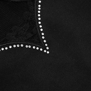 Beaded crewneck sleeveless cross lace top