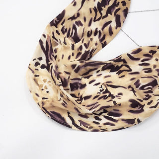 Metal chain cross back cowl neck print top