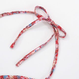 Halter self tie v neck print backless top