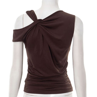 Irregular ruched hollow out solid cut out top
