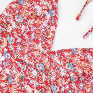 Halter self tie v neck print backless top