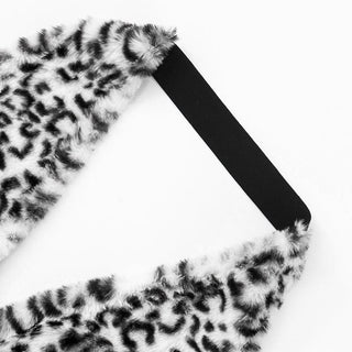 Leopard print halter fluffy lace up pant set