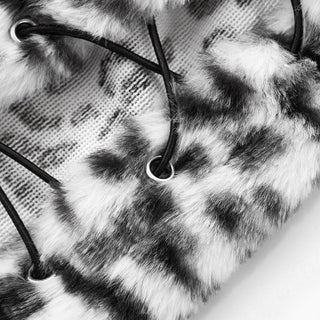 Leopard print halter fluffy lace up pant set