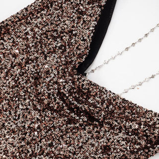 Hoodie glitter cowl neck metal chain top