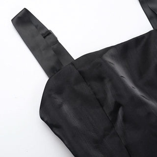 Square neck lace up ruched cami mini dress