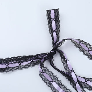 Lace v neck self tie cross applique cami top