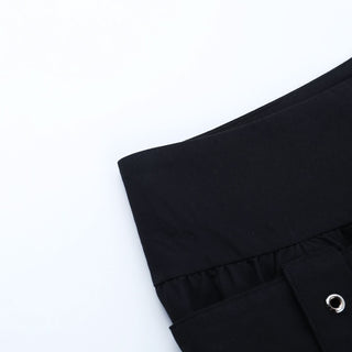 Pleated A line belt embroidery mini skirt