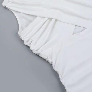 Hollow out ruched off shoulder white cut out top