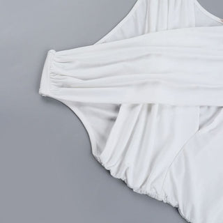 Hollow out ruched off shoulder white cut out top