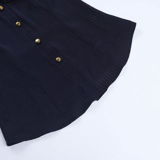 Ruffle textured v neck ruched blue top