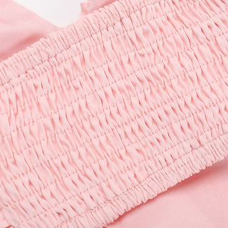 Cross front self tie v neck smocked maxi dress