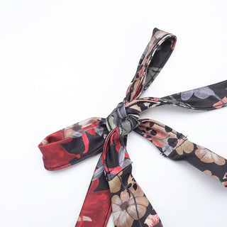 Irregular self tie halter deep v neck print mini dress