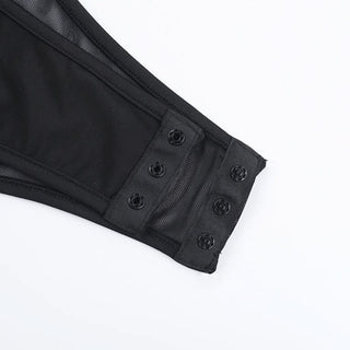 Mesh button ruched ruffle tube skirt set