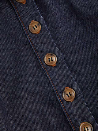 Denim Collar Button Mini Dress