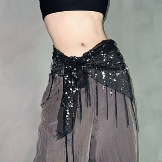 Tassels hollow out self tie decor belt