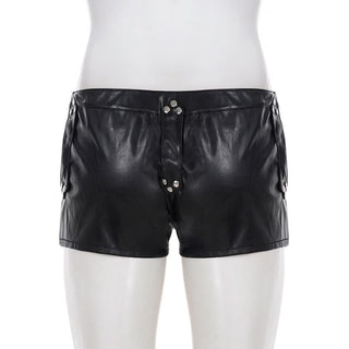 PU leather zip-up short pant
