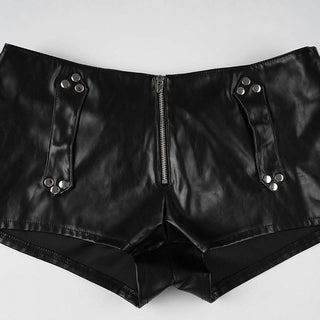 PU leather zip-up short pant