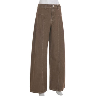 Button pocket zip-up low rise jeans