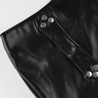 PU leather zip-up short pant