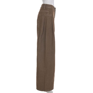 Button pocket zip-up low rise jeans