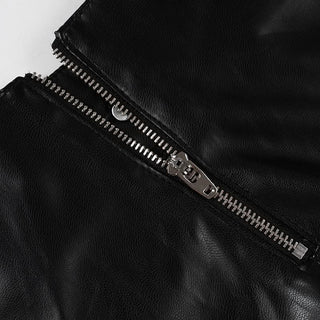 PU leather zip-up short pant