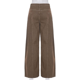 Button pocket zip-up low rise jeans