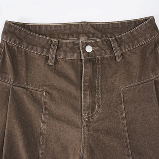 Button pocket zip-up low rise jeans