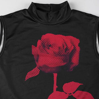 Sleeveless high neck slit flower print backless maxi dress