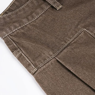 Button pocket zip-up low rise jeans