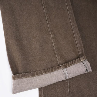 Button pocket zip-up low rise jeans