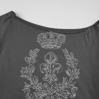 Off shoulder short sleeve knotted abstract top