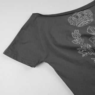 Off shoulder short sleeve knotted abstract top