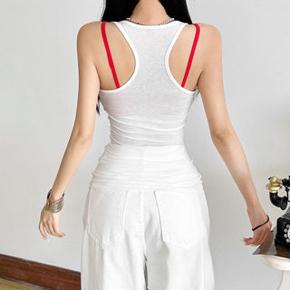 Beaded cross pattern 2 piece tank top