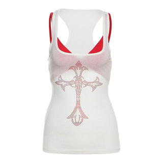 Beaded cross pattern 2 piece tank top