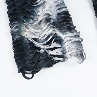 Tie dye hoodie long sleeve hollow out cut out top