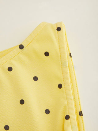 Cotton-blend Boat Neck Knotted Polka Dot Ruched Tank Top