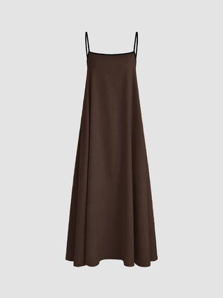 Linen-blend Linen-blend Square Neck Knotted Beaded Cami Maxi Dress For Daily Casual