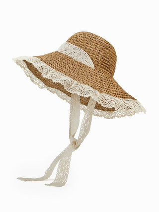 LACE TRIM STRAW HAT