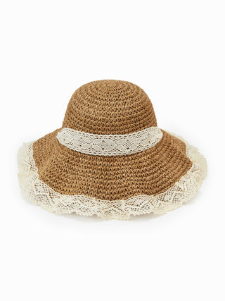 LACE TRIM STRAW HAT