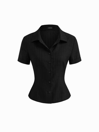 Polo Collar Texture Button Up Shirt