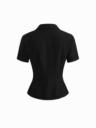 Polo Collar Texture Button Up Shirt