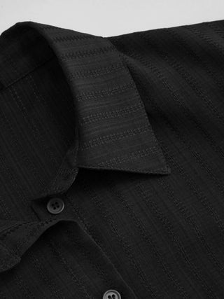 Polo Collar Texture Button Up Shirt
