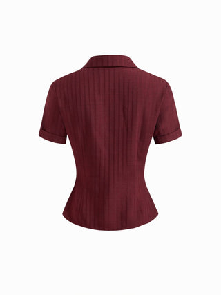 Polo Collar Texture Button Up Shirt