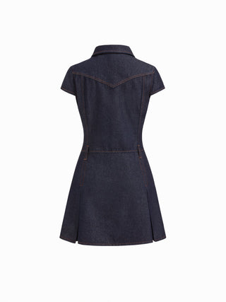 Denim Collar Button Mini Dress