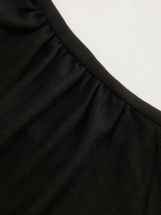 Mandarin Collar Metal Detail Cut Out Ruched Split Top