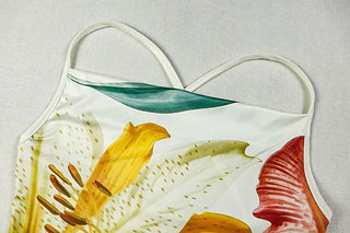 Cross back cowl neck flower print cami maxi dress