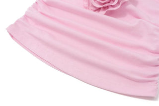 Halter ruched flower applique u neck top