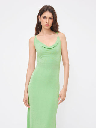 Cowl Neck Backless Chain Detail Cami Mermaid Maxi Dress