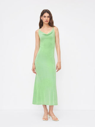 Cowl Neck Backless Chain Detail Cami Mermaid Maxi Dress